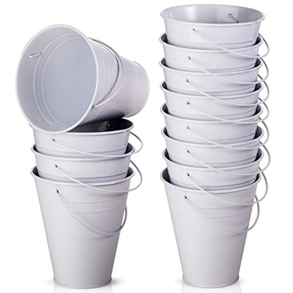 Sadnyy 12 Pack 4.5 X 5 inch White Metal Buckets - color: White, size: 4.5 x 5 in