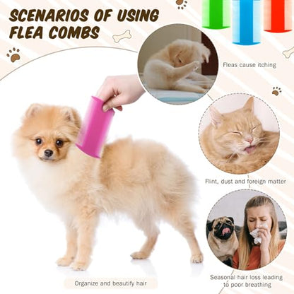 Hushee 100 Pcs Pet Flea Lice Combs Double Sided Fine Tooth for Cat Dog