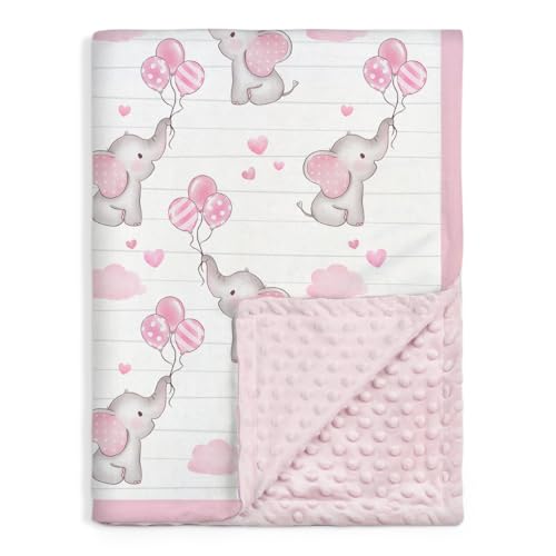 SANDJEST Elephant Kid Blanket for Girl - 30 x 40 Minky Throw Blankets for Girls - Gift for Kids on Birthday - color: Elephant