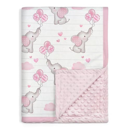 SANDJEST Elephant Kid Blanket for Girl - 30 x 40 Minky Throw Blankets for Girls - Gift for Kids on Birthday - color: Elephant