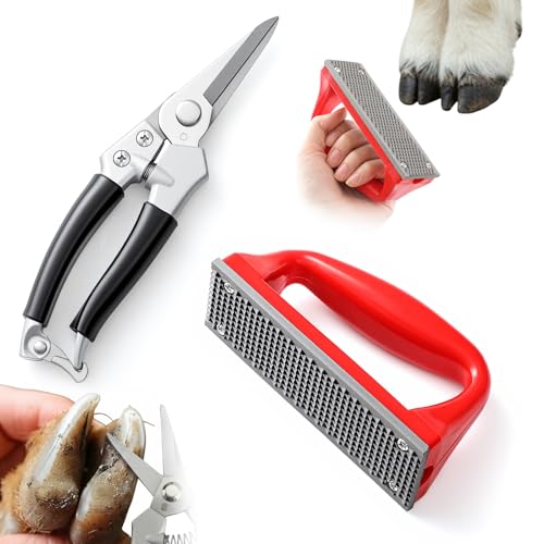 Goat Hoof Trimmers Shears Kit with Rasp, Sheep Care Tool Black Red - color: Black Trimmers Red Rasp