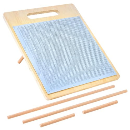 WADORN Wool Blending Board Carding Brush Set, Wool Hand Carders with Board and 4Pcs 2 Sizes Wooden Craft Sticks for Professional Blending and Finishing Yarn Fibers DIY Felt Needle Art Craft Projects