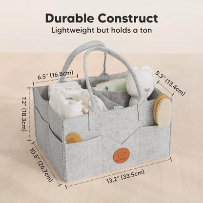 KeaBabies Baby Hair Brush and KeaBabies Diaper Caddy Organizer - Wooden Brush with Soft Goat Bristles, Organizer for Nursery, Cradle Cap Hairbrush