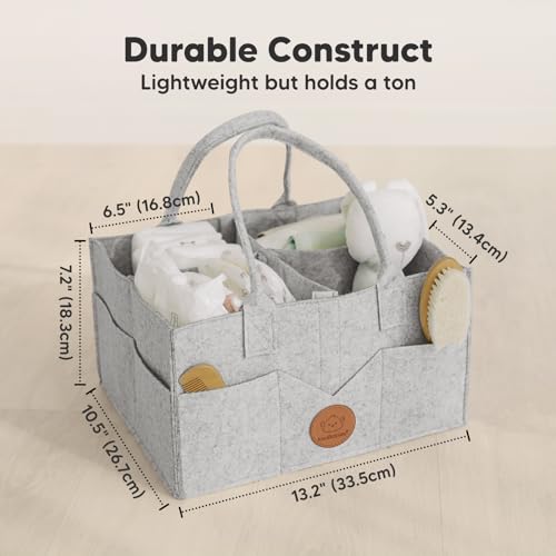 Keababies Baby Hair Brush and Comb Set with Wooden Brush - Soft Goat Bristles, Large Diaper Caddy Organizer for Car Storage