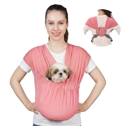 Supet Dog Sling Carrier for Small Pet, Adjustable Hands Free Front Backpack - color: Pink, size: Plus
