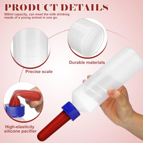 GANAZONO Calf Milk Feeding Bottle 500ml Thickened Silicone Pacifier Bottle with Nipple for Cow Sheep Goat Livestock Nursing Newborn Animal Feeding