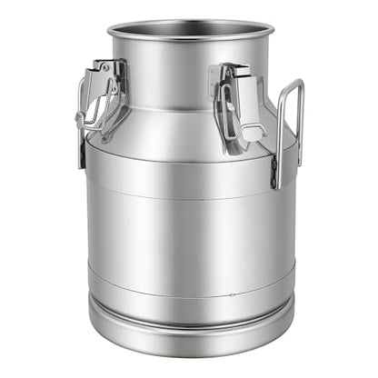 DYNAMI 2.6Gal Stainless Steel Milk Can with Sealed Lid and Handles,Anti-Leak Liquid Storage Barrel,Food Grade Container for Milk, Liquid,Solid Storage and Transport,Large Opening for Easy Cleaning - size: 2.6Gal