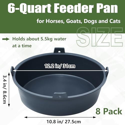 Sadnyy 8 Pcs Feed Pan 1.5 Gallon/6 Quart Livestock Utility Bucket - size: 1.5 Gallon/6 Quart