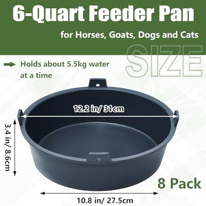 Sadnyy 8 Pcs Feed Pan 1.5 Gallon/6 Quart Livestock Utility Bucket - size: 1.5 Gallon/6 Quart