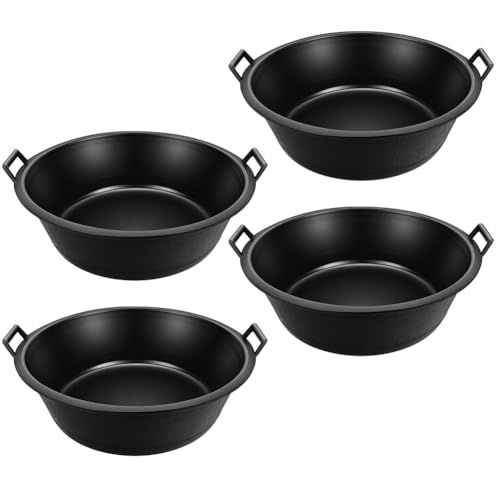 4 Pcs Rubber Feeder Pan, 8.6 Gallon Rubber Feed Pan Utility Horse Feed | Bucket Dog Bowl, Suitable for Horses, Goats, Chicken, Cats, Dogs, Dust Bath Container