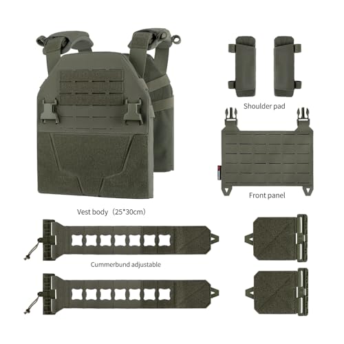 YAKEDA Tactical Training Vest with PALS System - Adjustable Straps Quick-Release Buckle for Hunting - color: Green