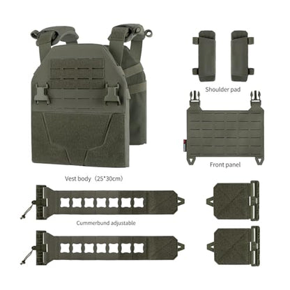 YAKEDA Tactical Training Vest with PALS System - Adjustable Straps Quick-Release Buckle for Hunting - color: Green