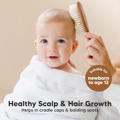 Wooden Baby Hair Brush for Toddler, Infant Cradle Cap(Dark Walnut, Regular) - color: Dark Walnut, size: Oval, Regular 7"