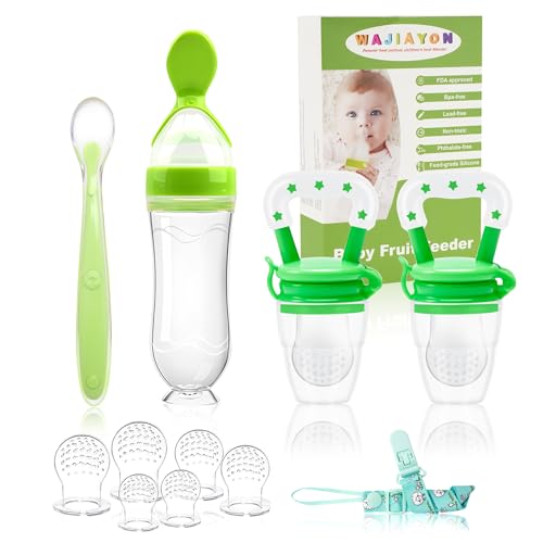 Baby Fruit Feeder Pacifier | Infant Food Feeder Pacifier & Food Dispensing Spoon | Fresh Fruit Teethers for Babies | Silicone Feeder Baby,Mesh teethers for Babies Gifts for Boys and Girls - color: 03-Green