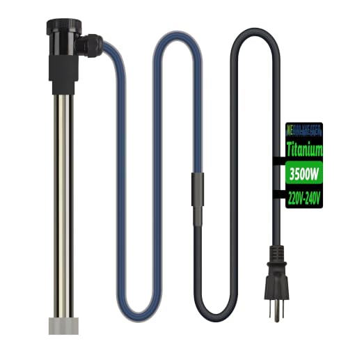 3500W 240V Titanium Immersion Water Heater of Bathtub& Above Ground Pool – Portable Fully Submersible Electric Heater with WiFi Timer & Auto Shut Off for Tub,Bucket, Inflatable Pool and Baptistry etc