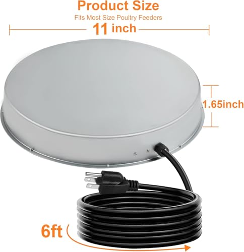 Poultry Chicken Water Heater: Chicken Water Heater Base for Winter, for Plastic/Metal Poultry Watere 11inch, Heated Waterer for Chickens 125W 2 Pack - size: 11 inch (2-Pack)