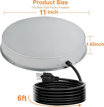 Poultry Chicken Water Heater: Chicken Water Heater Base for Winter, for Plastic/Metal Poultry Watere 11inch, Heated Waterer for Chickens 125W 2 Pack - size: 11 inch (2-Pack)