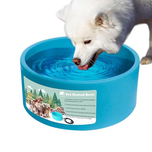 Heated Water Bowl for Dog & Cat, Outdoor Heated Dog Bowl Provides Drinkable Water & Food in Winter, Heated Pet Bowl for Outside, Smart Thermal-Dish for Rabbit, Chicken, Duck, Squirrel (98 OZ) - size: 98 OZ