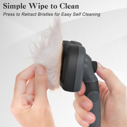 Swihauk Self Cleaning Slicker Brush - Skin Friendly for Dogs & Cats, Deshedding Grooming Tool for Shedding Hair, Puppy Brush for Haired Pets - color: Gray