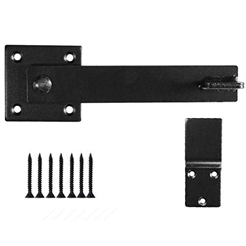 5.5" Fence Gate Latch Barn Door Flip Hardware Farm Lock Heavy Duty Wrought Iron, Matte Black