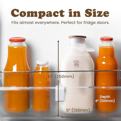 Almond Cow - Glass Pitcher with Lid and Spout, Glass Bottle Milk Container for Refrigerator, Clear Milk Jar Bottles, Food-Grade Liquid Container - 60 fl oz Capacity, 5 x 4 x 10 Inches - size: Glass Pitcher - 60 fl oz (Pack of 1)