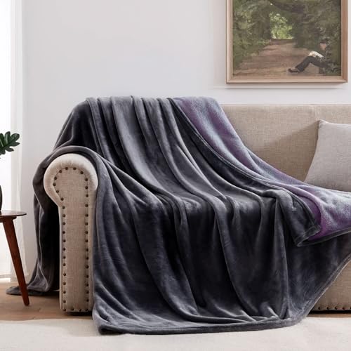 YISURE Reversible Bed Throw Blanket Water Proof and Stain-Proof, Queen Size 80"x60" (Grey/Violet), Leakproof, Soft Repellant Bed Cover for Couches Sofa and Mattress, Washable and Reusable | Love Blanket Waterproof Sex Blanket Reusable Couch Furniture Prot