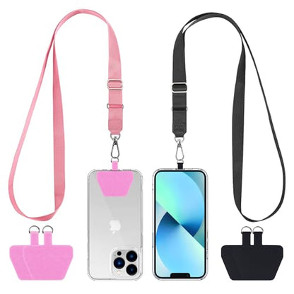 CACOE Phone Lanyard, Black+Pink, 2 Pcs - color: Black+pink, size: 21.65"