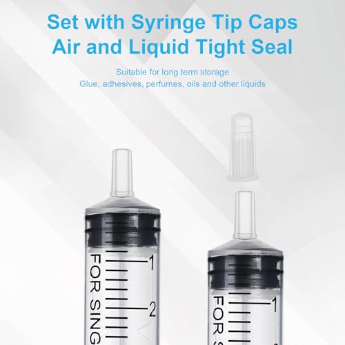 10 Pack 1ml/cc Syringe with Cap, Small Plastic Syringes without Needle, Individually Wrapped, for Liquid Oral Measurement, Scientific Lab, Colostrum Collect, Feeding Pet, Watering