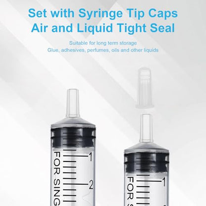 10 Pack 1ml/cc Syringe with Cap, Small Plastic Syringes without Needle, Individually Wrapped, for Liquid Oral Measurement, Scientific Lab, Colostrum Collect, Feeding Pet, Watering