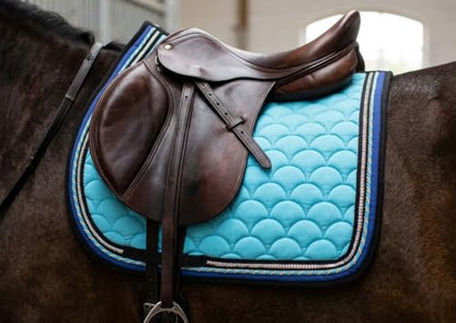 Horse Quilted ENGLISH SADDLE PAD Trail Dressage 72Dressage - color: Tuquoise Blue