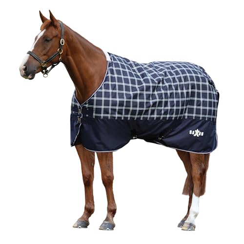 Saxon Defiant 600D Standard Neck 0g, Navy/Plaid, 84" - color: Navy Plaid, size: 84"