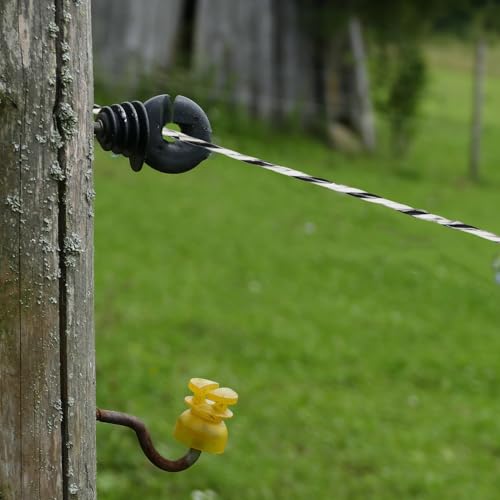 Electric Fence Polywire, 1320ft (400m), 3 Aluminum Strands, UV-Resistant PVC, 0.1in (2.5mm) Diameter, 256 lbs Tensile Strength, for Livestock and Rotational Grazing, White and Black - size: 1312 FT
