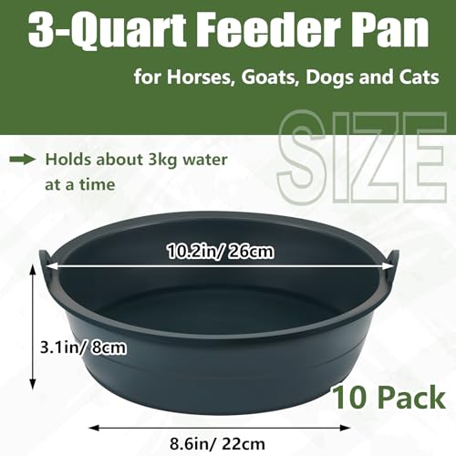 Sadnyy 5 Pcs Feed Pan 0.75 Gallon/3 Quart Utility Horse Feed Bucket Livestock Feeder Tubs Ox Tendon Bowl for Horses Dog Cats Goats Chicken Dust Bath - size: 0.75 Gallon/3 Quart