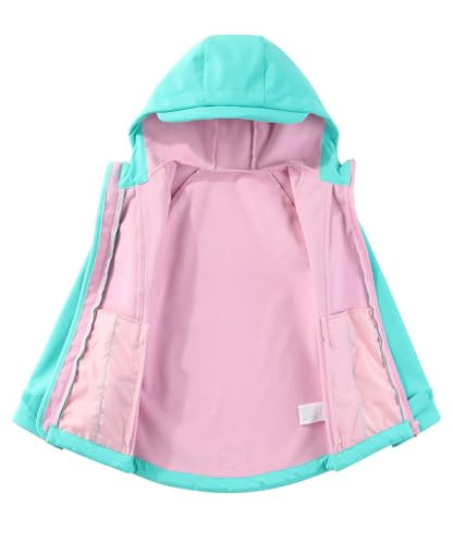 M2C Girls Hooded Fleece Lined Windproof Softshell Windbreaker Jacket - color: Mint Green, size: 2T