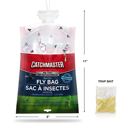 Catchmaster Fly Trap Bundle, Fly Ribbon 20-Pack & Fly Bag 4-Pack, Fruit Fly Traps for Indoors & Outdoors, for Garage, Backyard, Pool, Patio & Camping