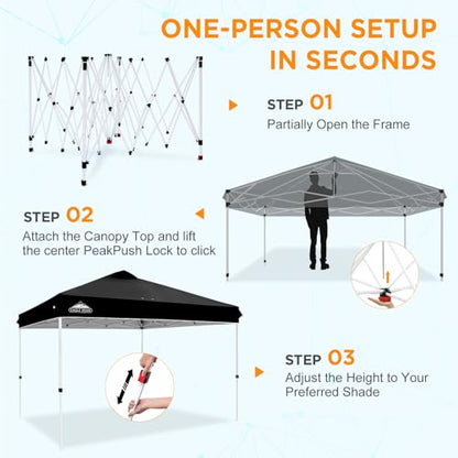 EAGLE PEAK 12x12 Pop Up Canopy Tent Easy Up Canopy Outdoor, Black - color: Black, size: 12x12