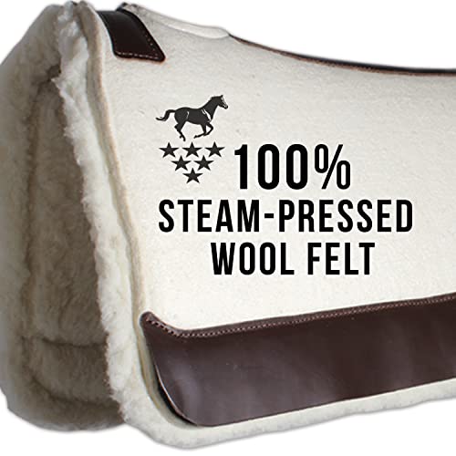 Professional's Choice 100% Steam-Pressed Saddle Pad | Wither Relief and Helps to Protect Against Pressure Points | Soft Fleece Bottom | 31" x 32" | 1 1/4" Felt | Tan