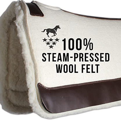 Professional's Choice 100% Steam-Pressed Saddle Pad | Wither Relief and Helps to Protect Against Pressure Points | Soft Fleece Bottom | 31" x 32" | 1 1/4" Felt | Tan