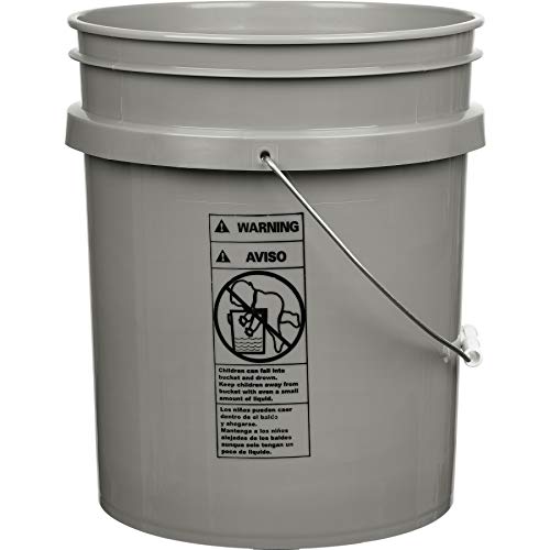 House Naturals 5 Gallon Grey Food Grade Bucket with Black Screw on Lid, BPA Free Container (Pack of 3) Made in USA