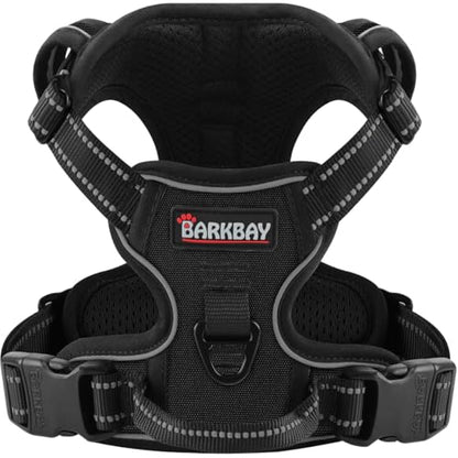 BARKBAY Dog Harness for Small Sized Dog No Pull 2 Leash Clips Dog Vest - color: Black, size: X-Small