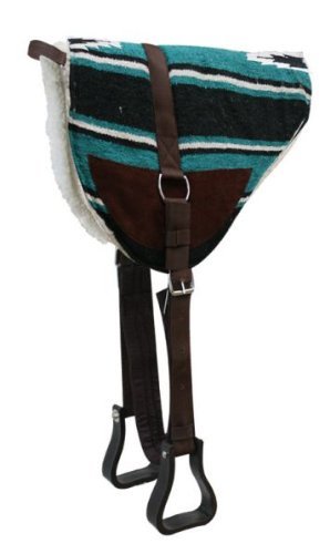 Showman Navajo Print Bareback Saddle Pad w/Fleece Bottom - color: Teal