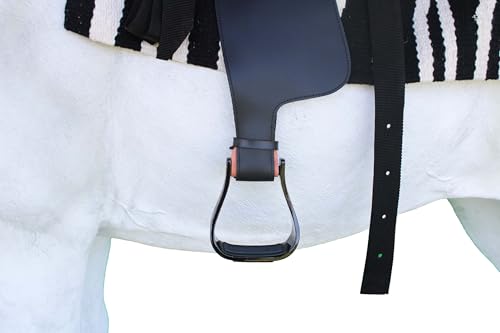 CHALLENGER Horse Western 5" Wide Barrel Racer Black Aluminum Engraved Show Stirrups 51248 - color: Black Pink