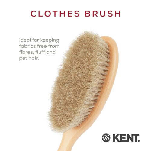 KENT OTHH1 Clothes Brush, 100% Natural Pure Horsehair in Japanese Style Lint Remover for Delicate Cashmere, Wool, and Silk to Keep Fabrics Free from Fibres, Fluff. Luxury Beechwood. Made in England - style: OTHH1