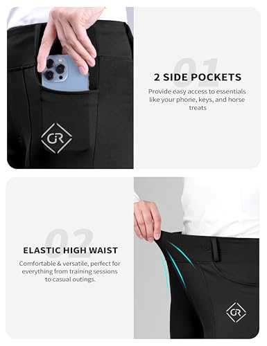 Women's Horse Riding Pants with Full Seat Silicone Grip - color: Black, size: Medium