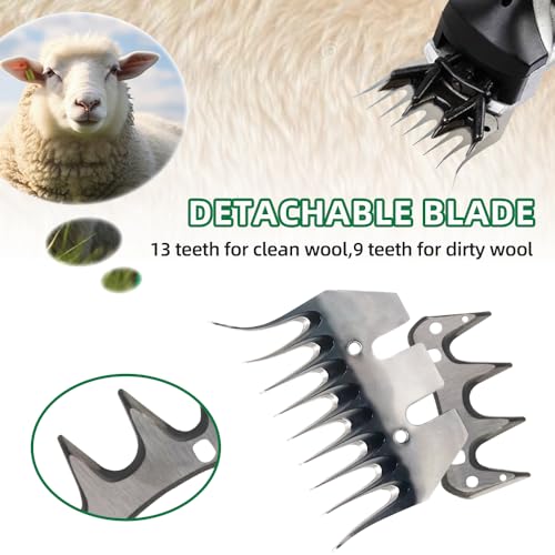 Sheep Shears Blades 9-Tooth Wool Shearing Comb and Cutter Blade Set for Alpaca Goats Wool Cutter Grooming Trimmer(9T Scimitar+Front Blade) - size: 9T scimitar+front blade