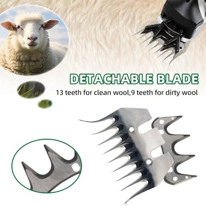 Sheep Shears Blades 9-Tooth Wool Shearing Comb and Cutter Blade Set for Alpaca Goats Wool Cutter Grooming Trimmer(9T Scimitar+Front Blade) - size: 9T scimitar+front blade
