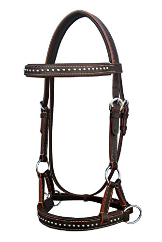 CHALLENGER English Western Horse Leather BITLESS Bridle SIDEPULL Halter REINS Brown 7708BRF