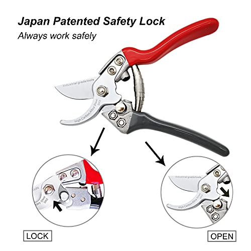 TONMA 7.5" Garden Scissors, Made in Japan, Pruning Shears & Clippers, TP-3 | 1" Cut Capacity Bypass Garden Shears, Japanese Hand Pruners Loppers for Gardening, Ergonomic Grip for Women or Small Hand - size: 7.5 inches