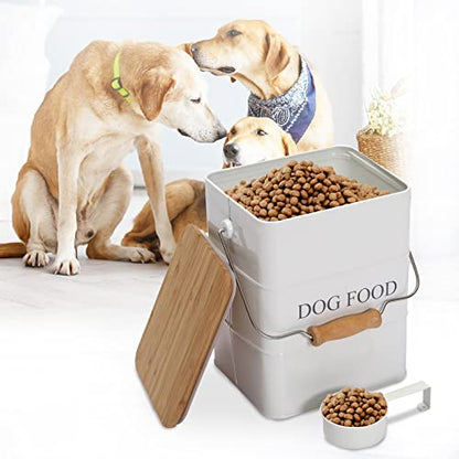 Farmhouse Dog Food Storage Container,6L Dog Food Canisters,Pet food Container Hold 5~6lbs Dog Food Treats,Airtight Dog Puppy food Storage with Lid and Scoop,Kibble Container Countertop-White… - color: green