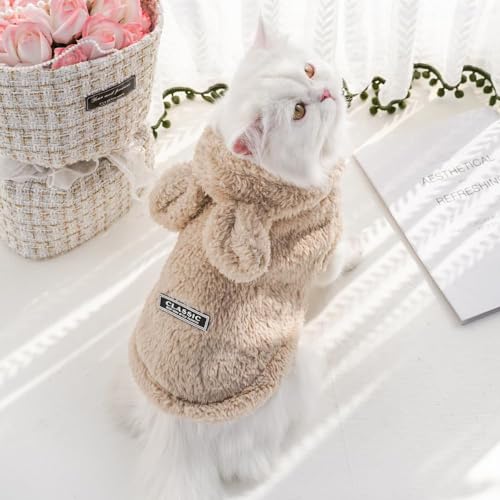 Selena Cat Bunny Ears Costume Cute Dog Kitten Hoodies Sweater Rabbit Ears Puppy Pet Apparel (Small,Beige) - color: Beige, size: Small